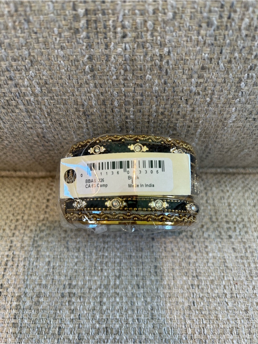 Amrita Singh Gold and Black Jeweled Stackable Bracelet Set
